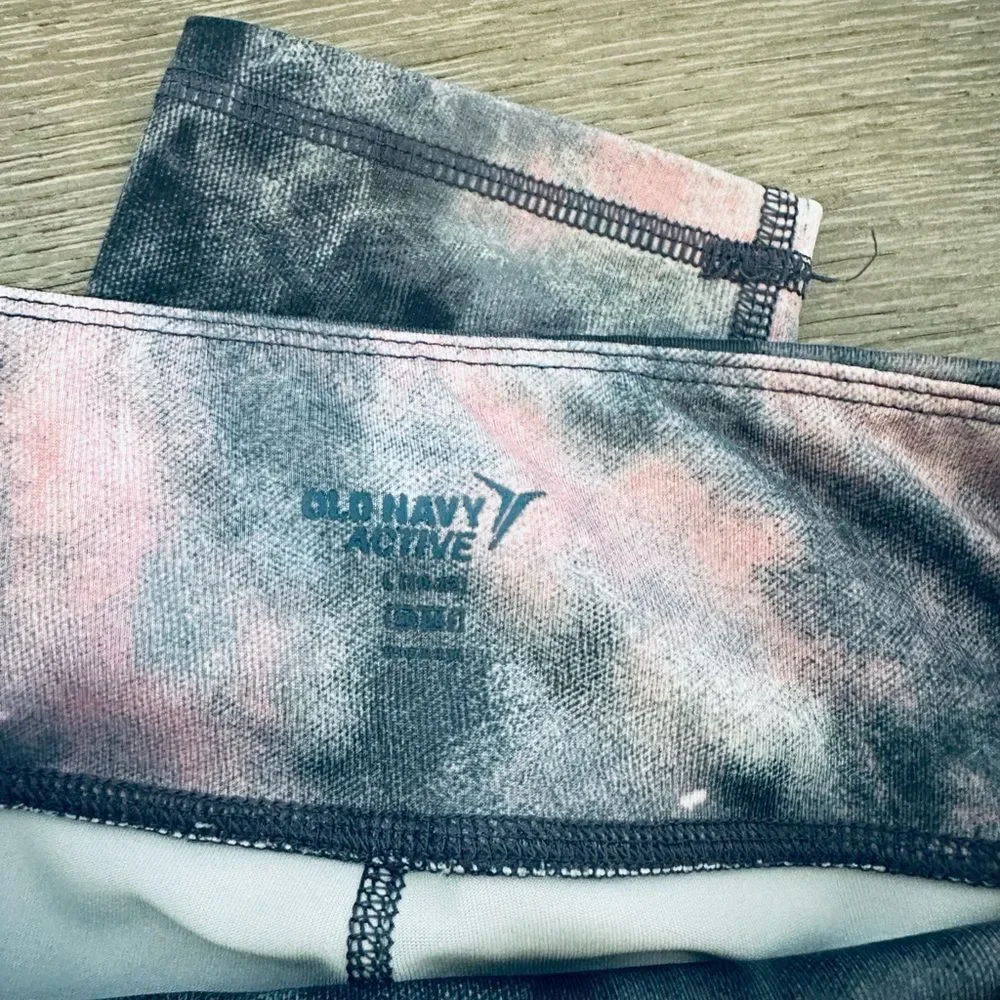 Old Navy Active Girls Gray Pink Tie Dye Athletic Leggings L
